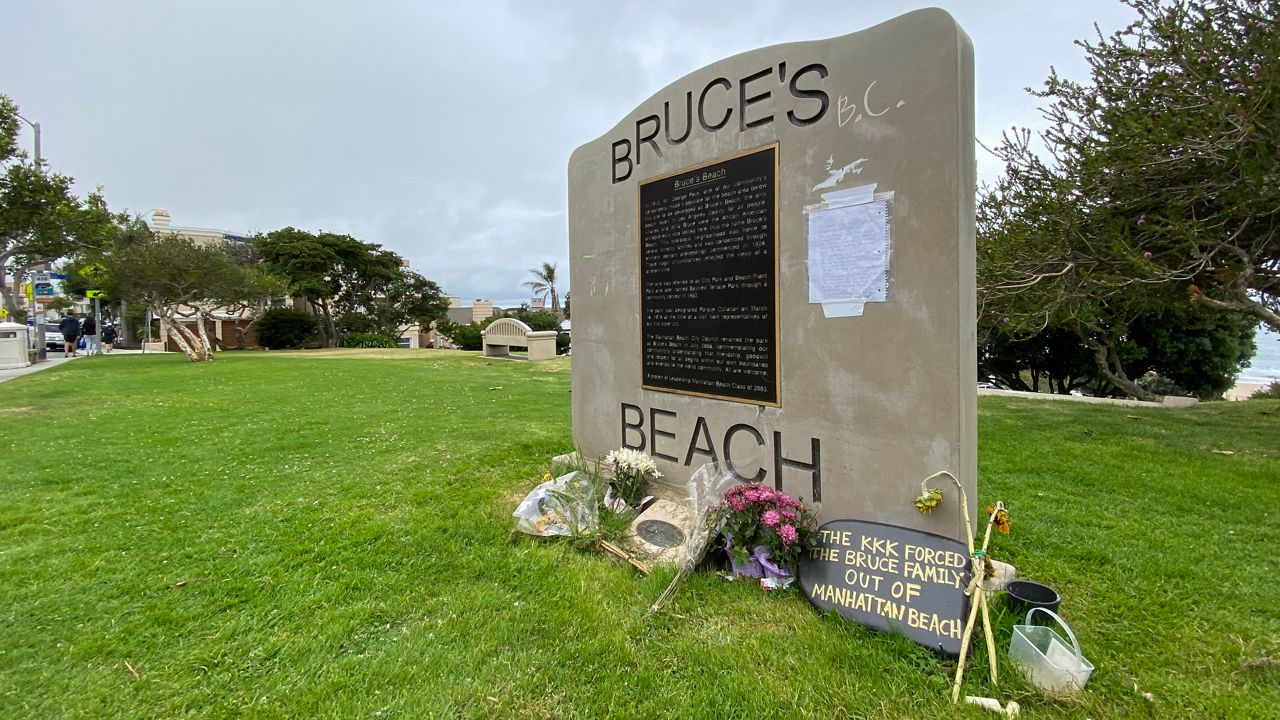 A Black family's plaque gets stolen at Bruces Beach Park. (Photo: Spectrum News)